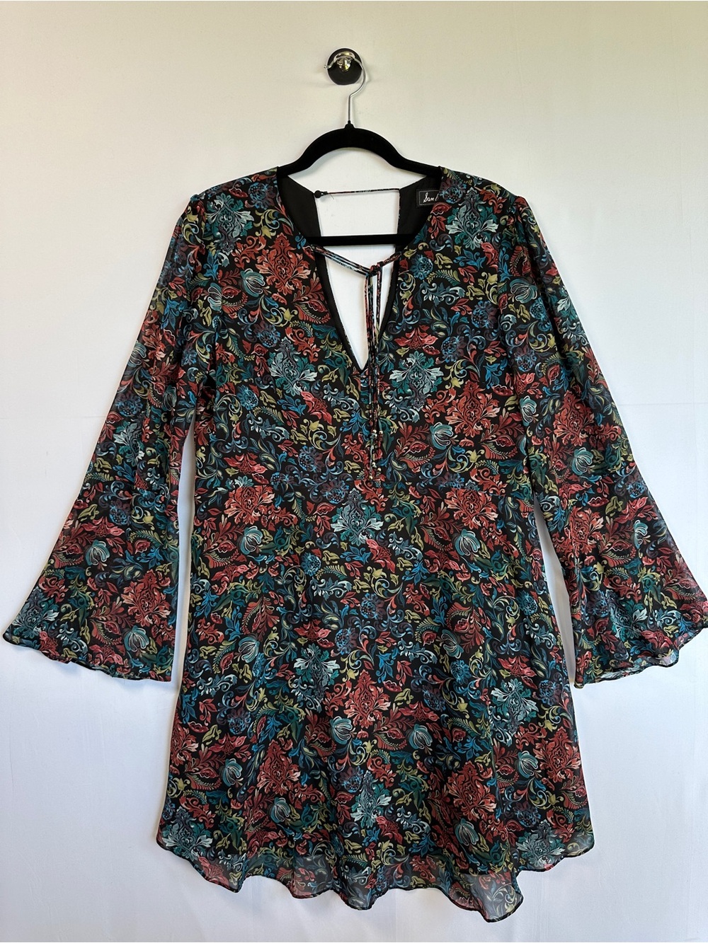 Sam Edelman Floral Bell Sleeve Mini Boho Whimsical Dress Size 10